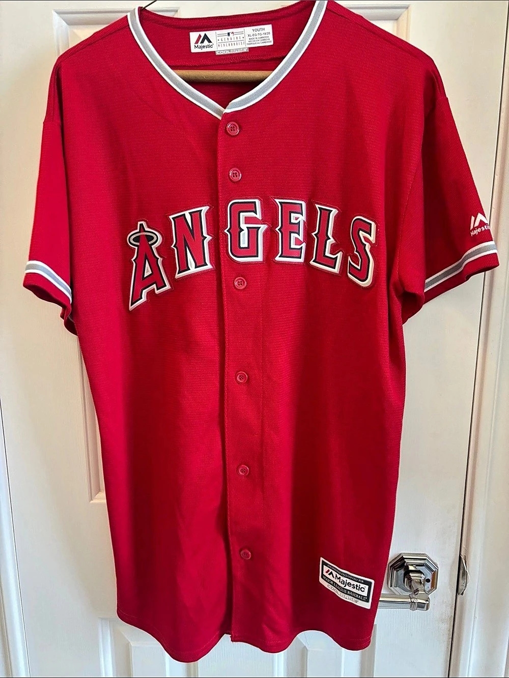 Majestic Los Angeles Angels jersey Red & White Boys XL NWT